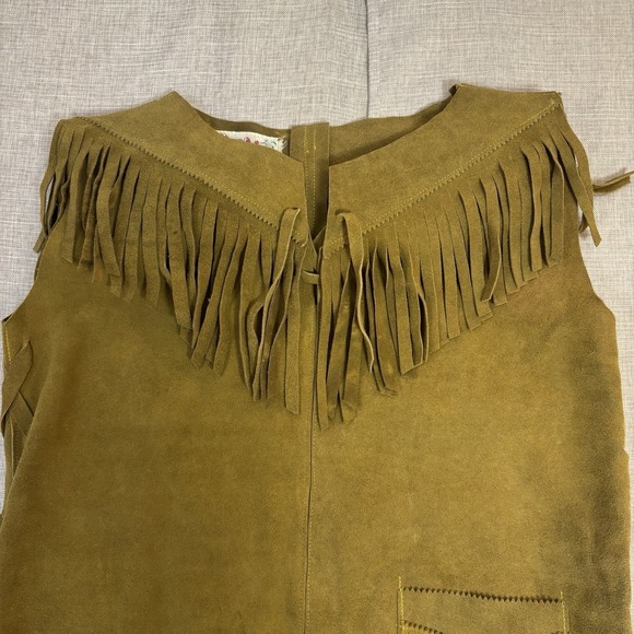 Vintage Gaitan Leather Fringe Vest Made Mexico Small/34 Western Boho Great Shape - Picture 2 of 16